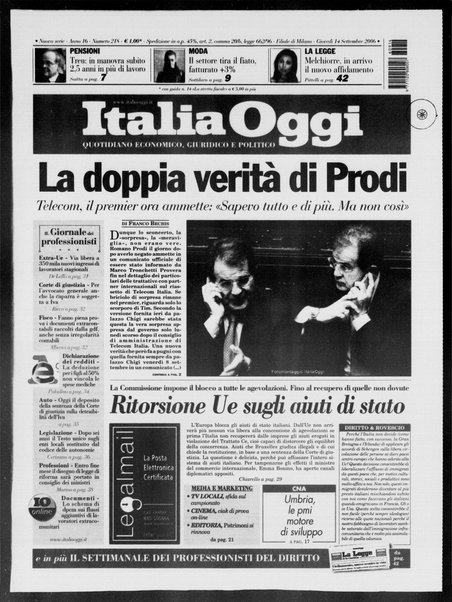 Italia oggi : quotidiano di economia finanza e politica